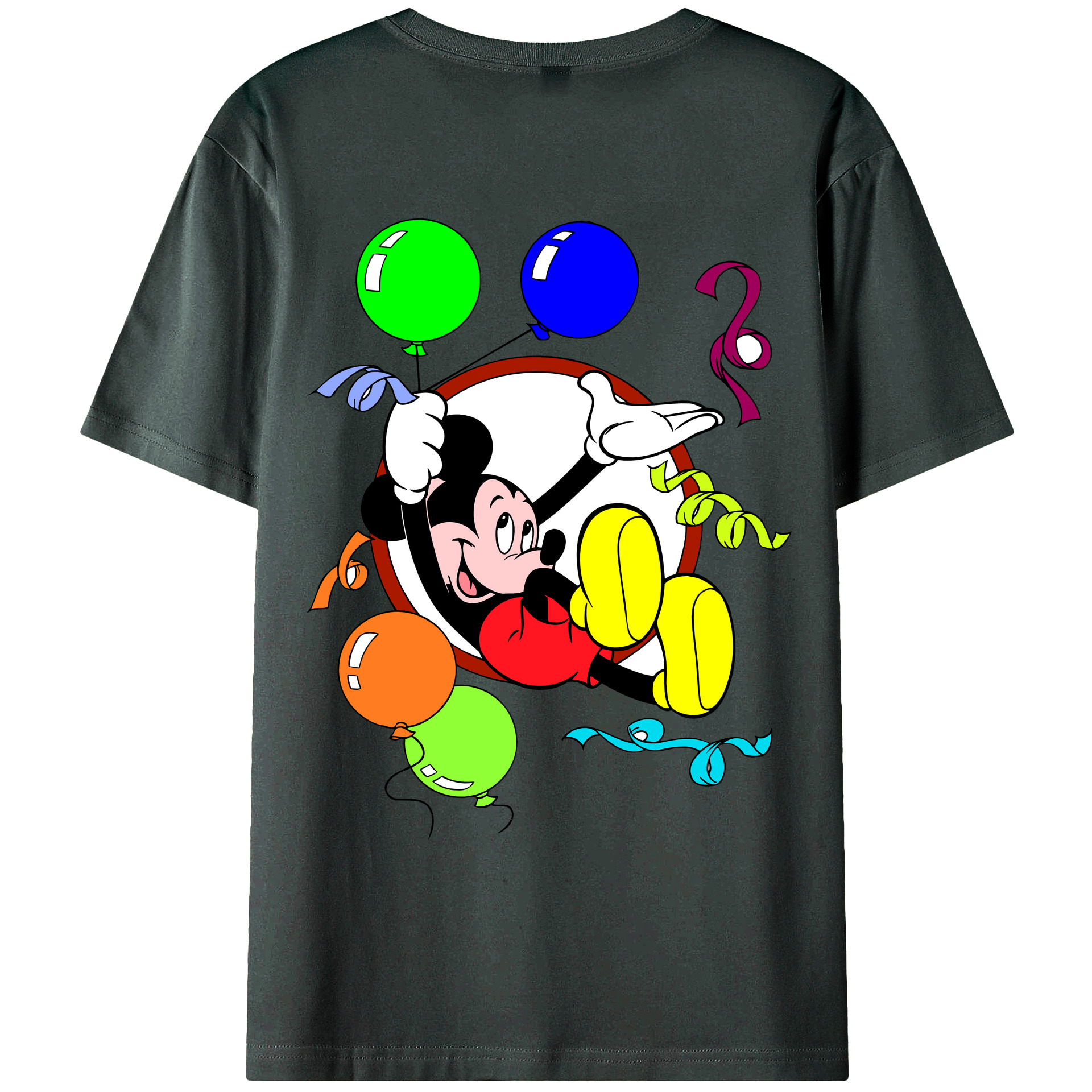 ミッキーマウス Mickey Mouse 綿100％ メンズ半袖Tシャツ（バックプリント） 通気性